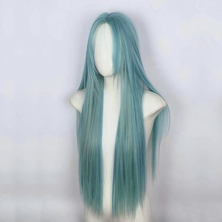 L-email Wig Mint Green Middle Part 80cm Straight Lace Wig