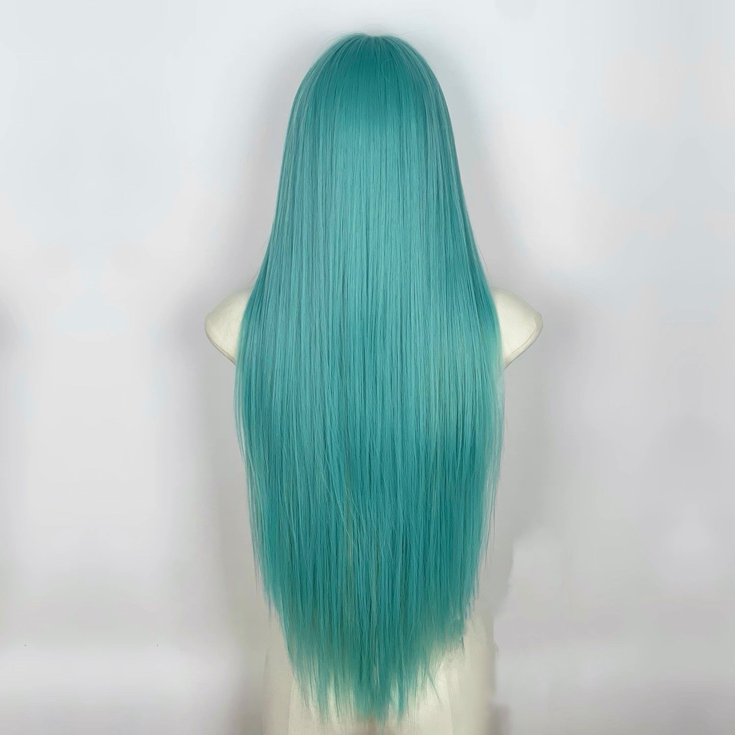 L-email Wig Mint Green Middle Part 80cm Straight Lace Wig