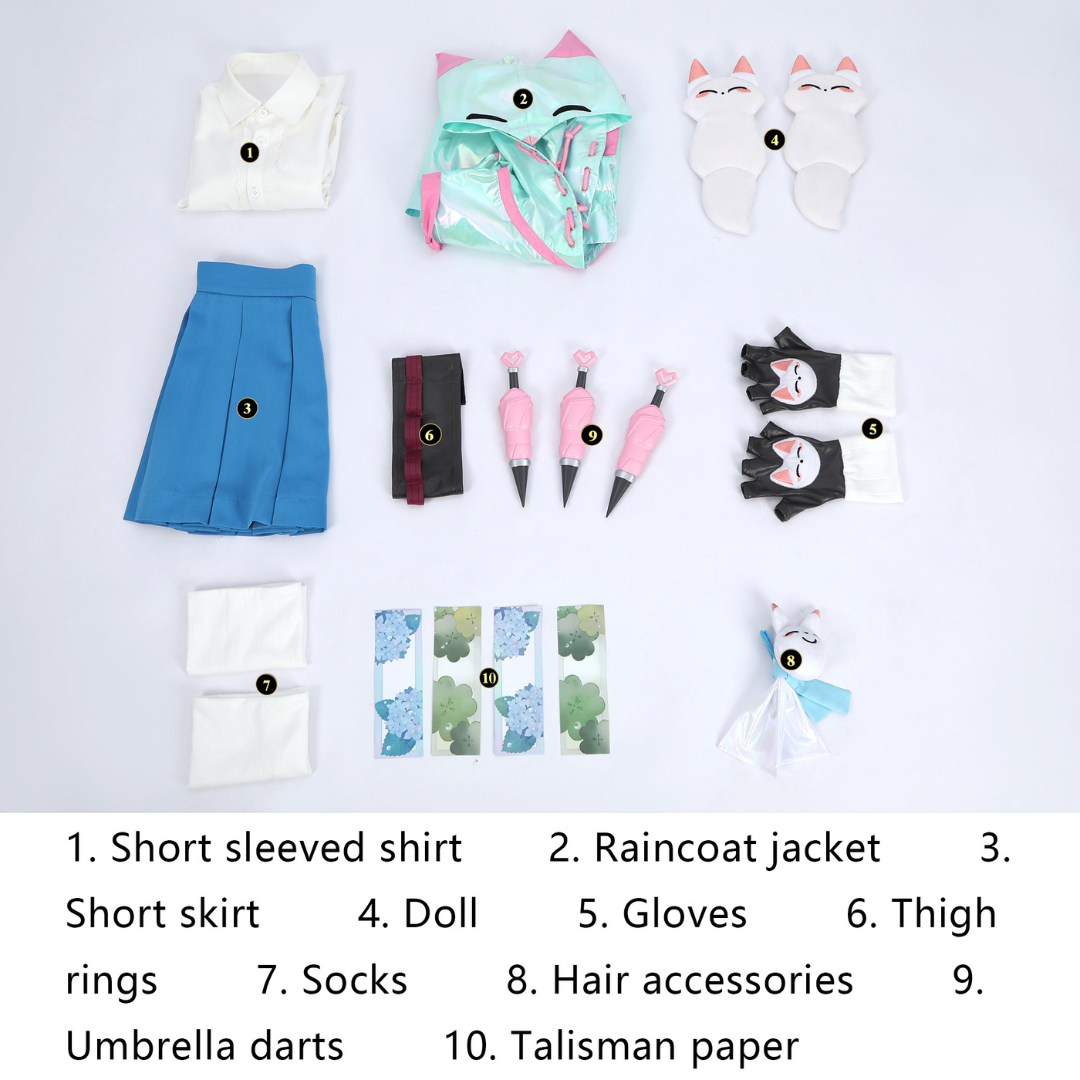 L-email Wig Overwatch_Rainy_Day_Kiriko_Cosplay_Costume