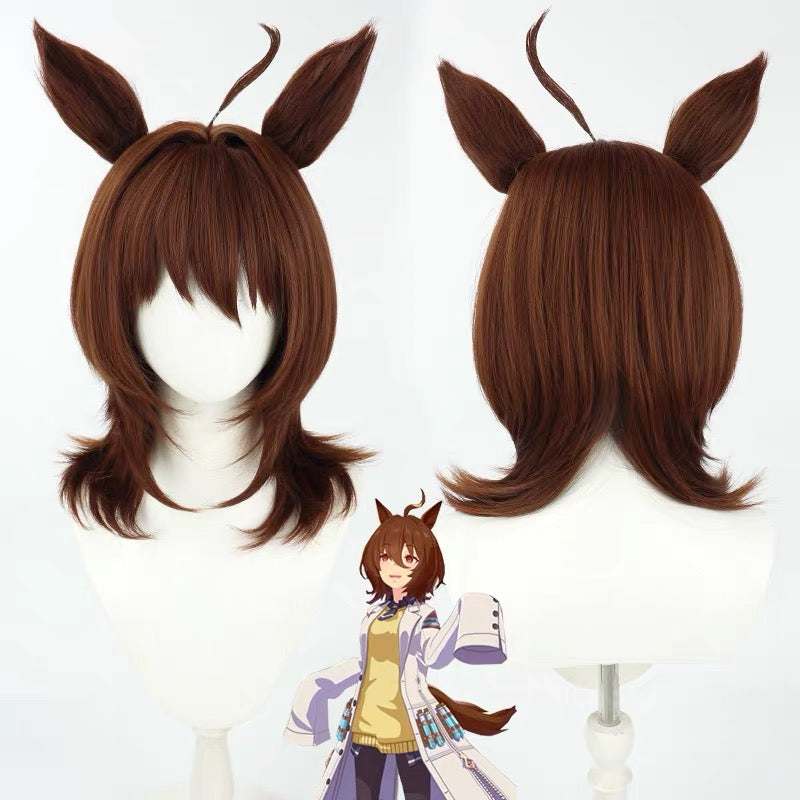 L-email Wig Pretty Derby Agnes Tachyon Brown 48cm Cosplay Wig And Tail Ears 01