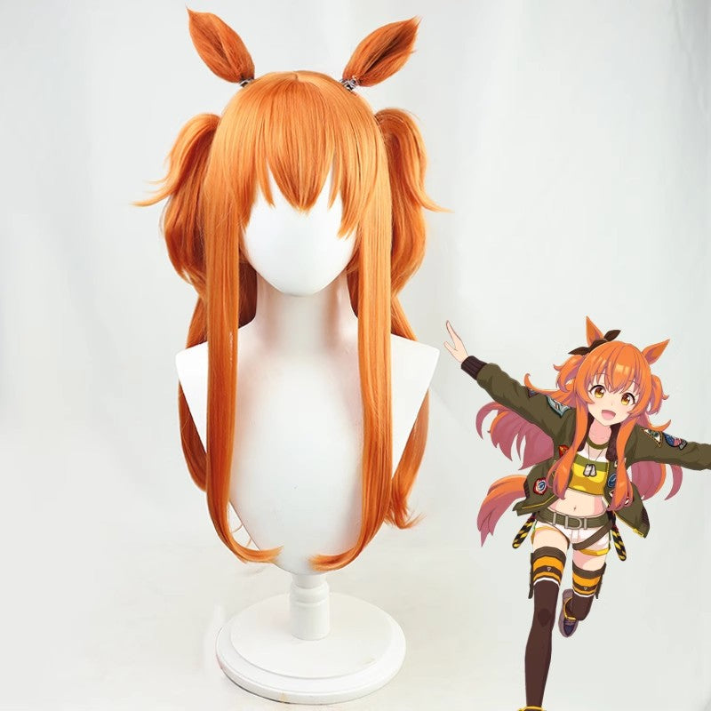 L-email Wig Pretty Derby Mayano Top Gun Orange Cosplay Wig And Tail