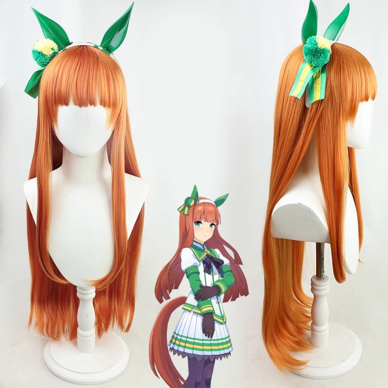 L-email Wig Pretty Derby Silence Suzuka Orange Cosplay Wig And Tail