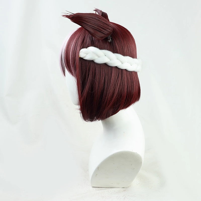 L-email Wig Pretty Derby Special Week Wine red Cosplay Wig And Tail