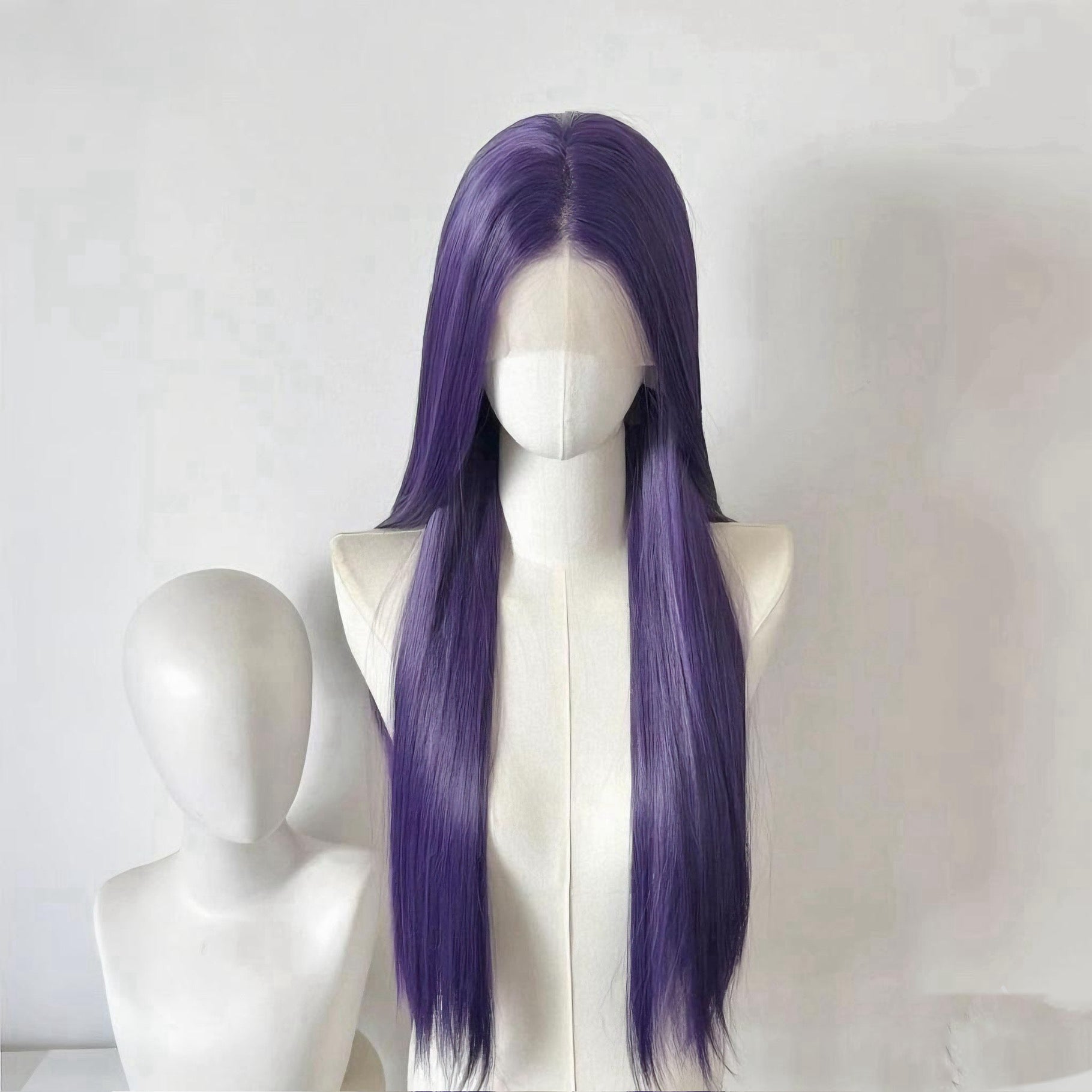 L-email Wig Purple Lace Front 75cm Long Straight Wig