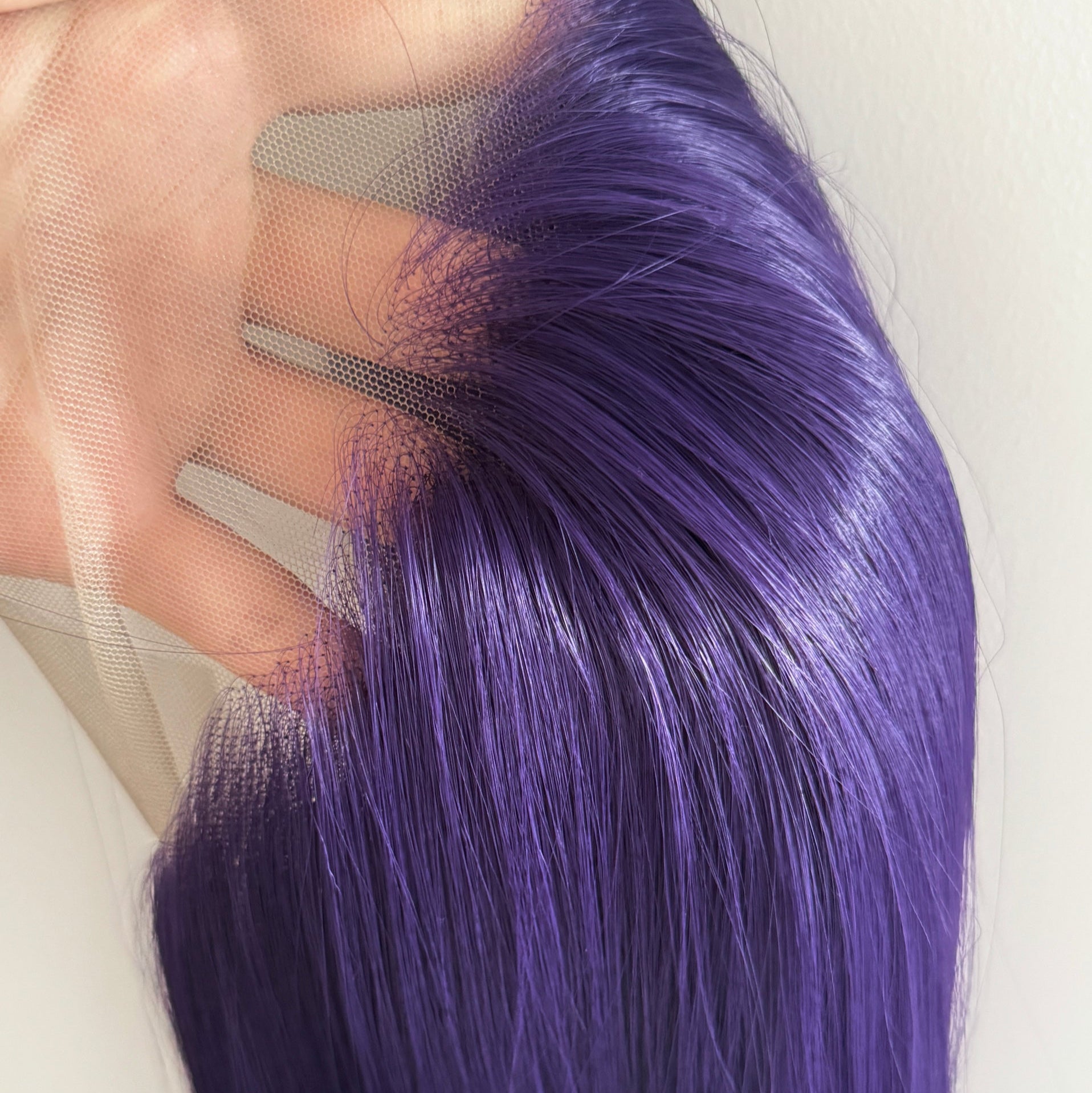 L-email Wig Purple Lace Front 75cm Long Straight Wig