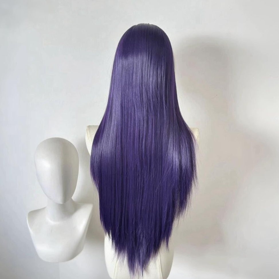 L-email Wig Purple Lace Front 75cm Long Straight Wig