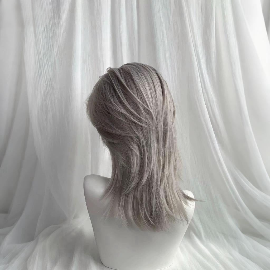 L-email Wig Sliver 38cm Short Lace Front Wigs