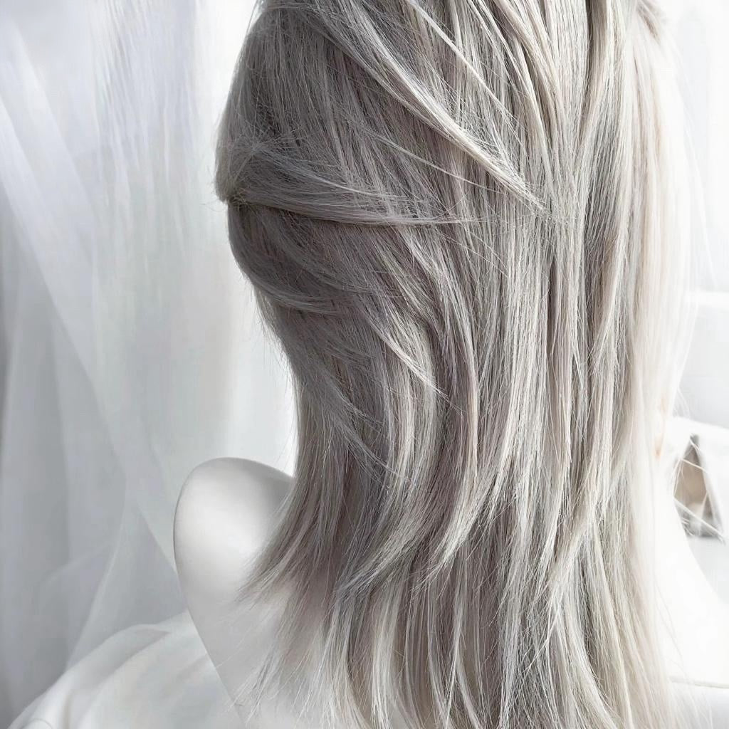 L-email Wig Sliver 38cm Short Lace Front Wigs