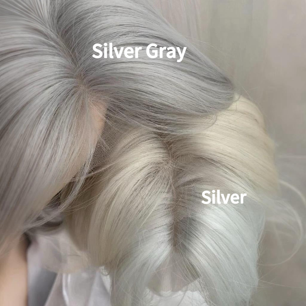 L-email Wig Sliver 38cm Short Lace Front Wigs