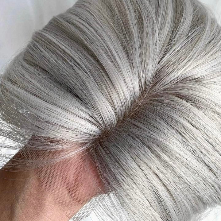 L-email Wig Sliver 38cm Short Lace Front Wigs