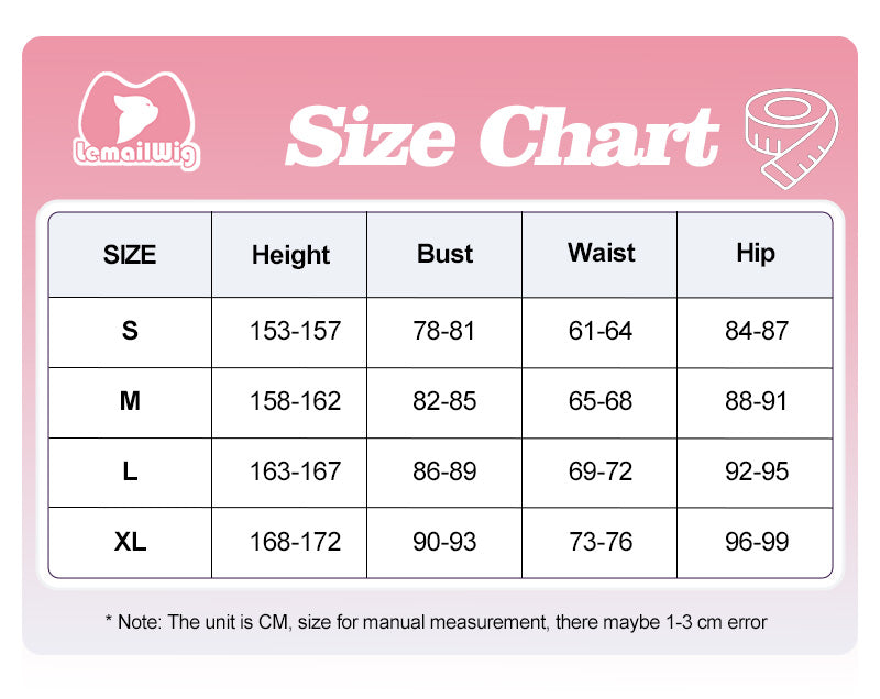 L-email Wig Umamusume:Pretty Derby Gold Ship Black Swimsuit Cosplay Costume Size Chart