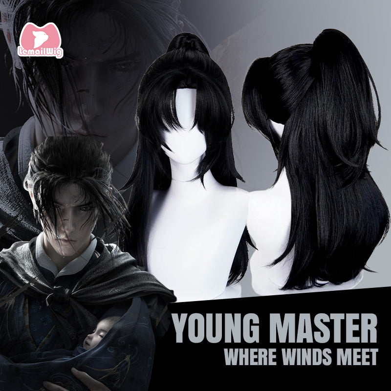 L-email Wig Where Winds Meet Male Young Master Black Cosplay Wig