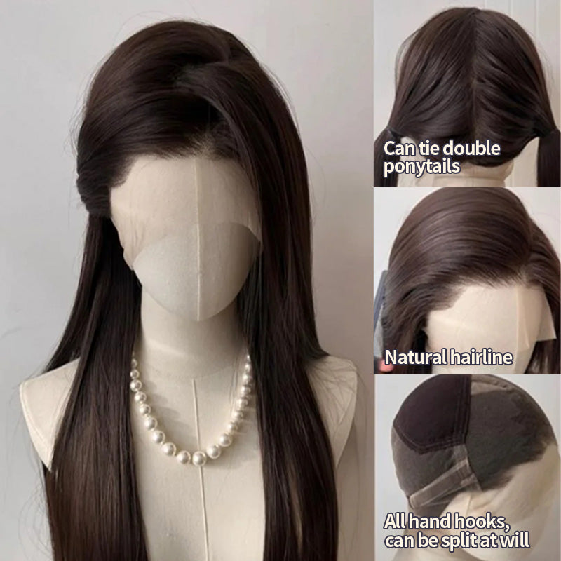 L-email wig Full Lace Wig Blonde Black Long Straight Base Wig
