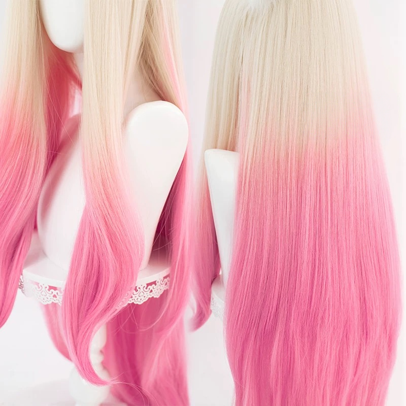 LOL KDA BADDEST Ahri Pink Gradient Cosplay Wig1