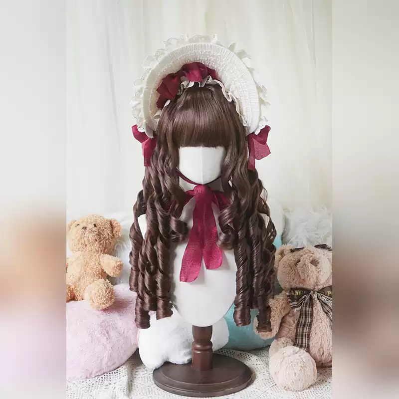 Lemailwig 4 Colors Long Roman Curl Vintage Lolita Wig Black Deep Brown