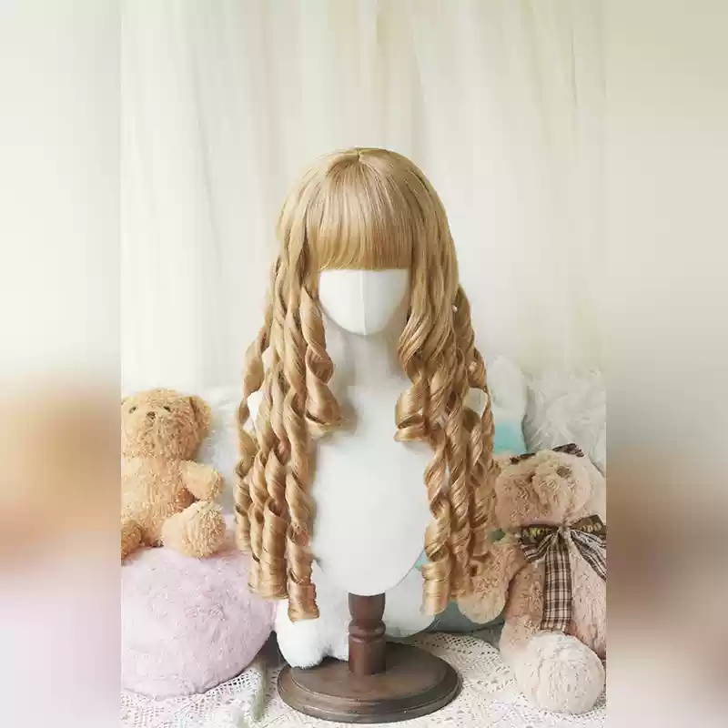 Lemailwig 4 Colors Long Roman Curl Vintage Lolita Wig Light Brown