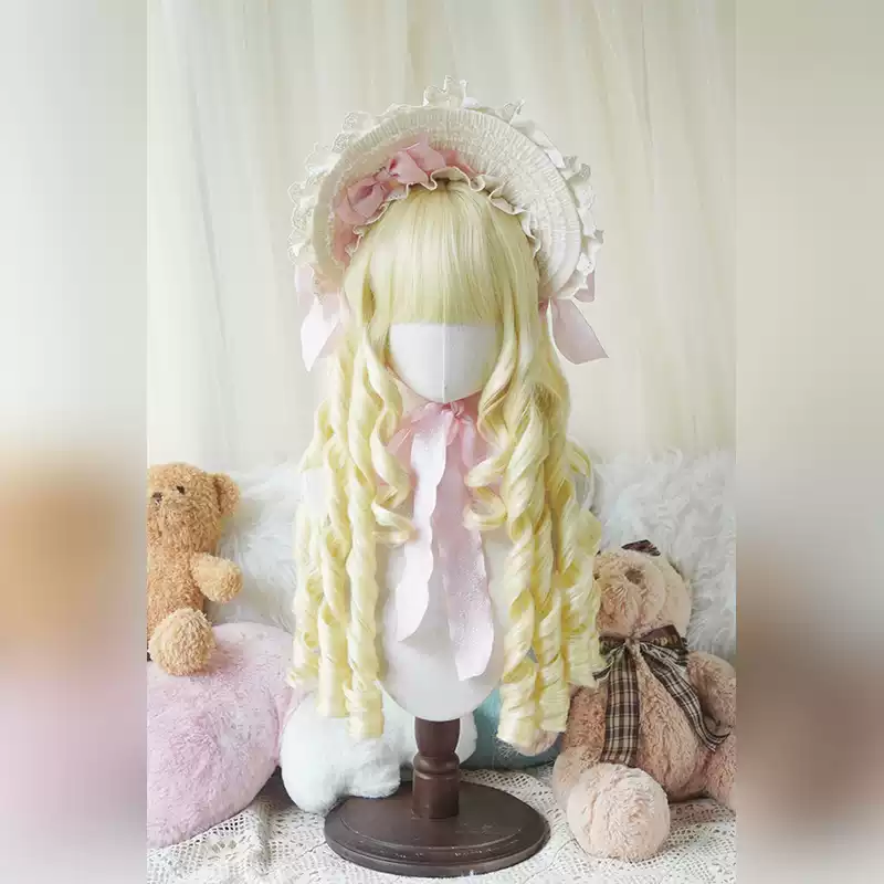 Lemailwig 4 Colors Long Roman Curl Vintage Lolita Wig Pale Gold