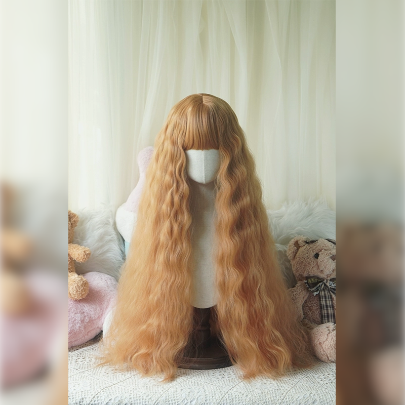 Lemailwig 4 Colors Wool Curls Lolita Wigs Light Brown