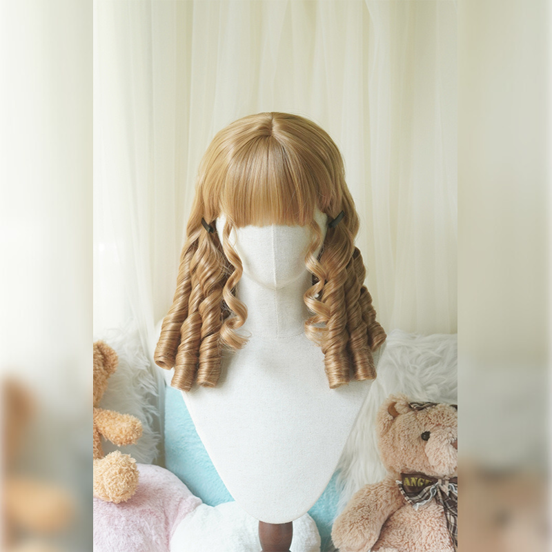 Lemailwig 5 Colors Short Roman Curl Vintage Lolita Wigs Light Brown