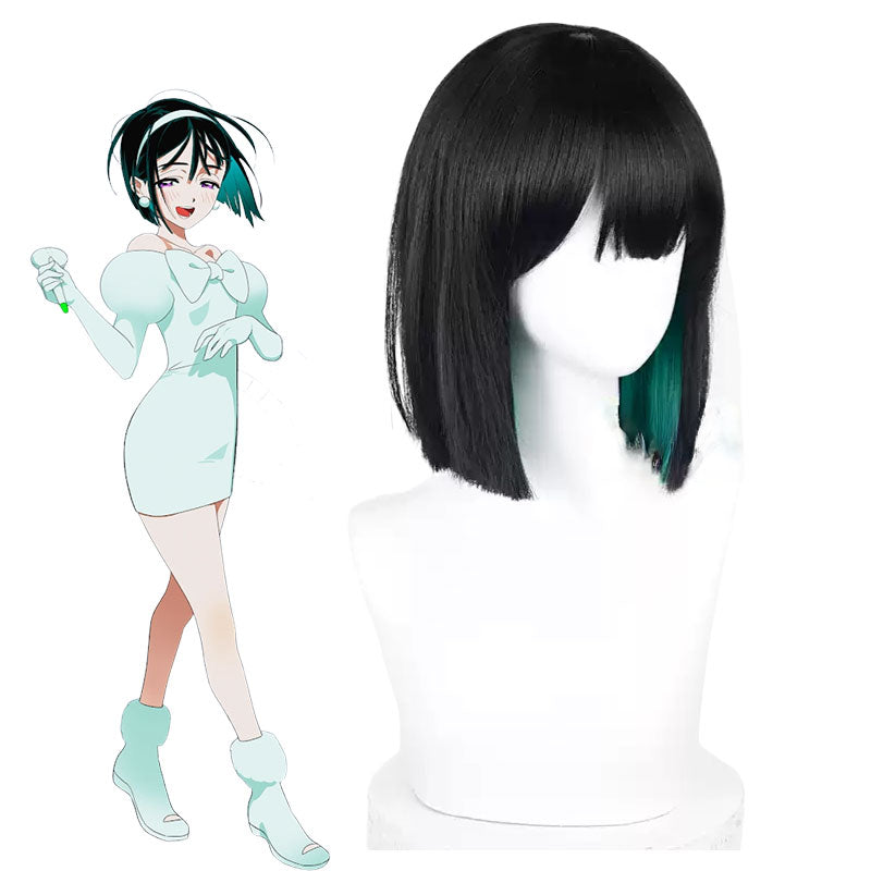 Lemailwig Alien Stage Sua Black mixed Green Halloween Cosplay Wig