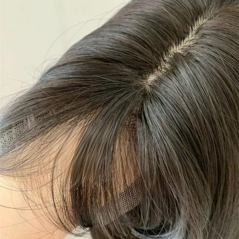 Lemailwig Black Long Straight Air Bangs Front Lace 65cm Wig