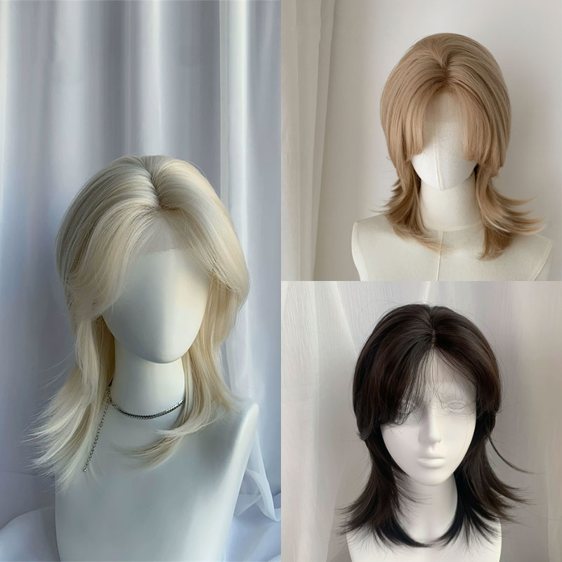 Lemailwig Blonde Brown Black Short Cool Front Lace Wig