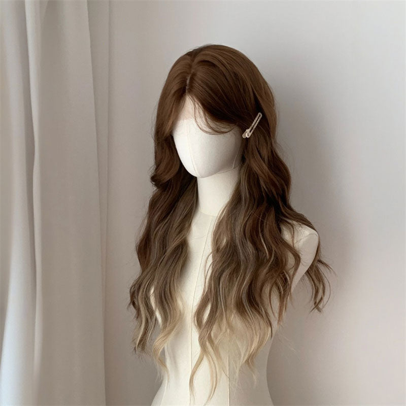 Lemailwig Brown Gradient Curly Front Lace Wig
