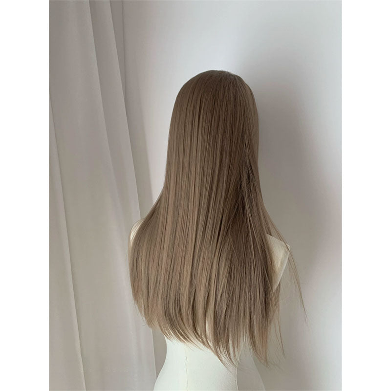 Lemailwig Brown Long Straight Front Lace Wig