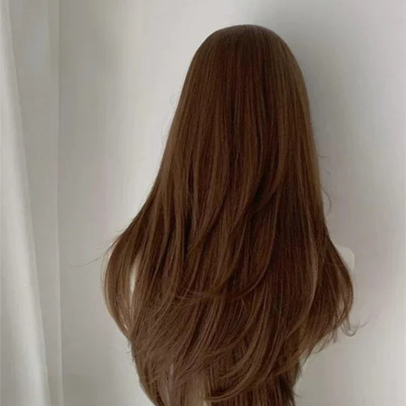 Lemailwig Brown Long Straight Lace Front 65cm Wig