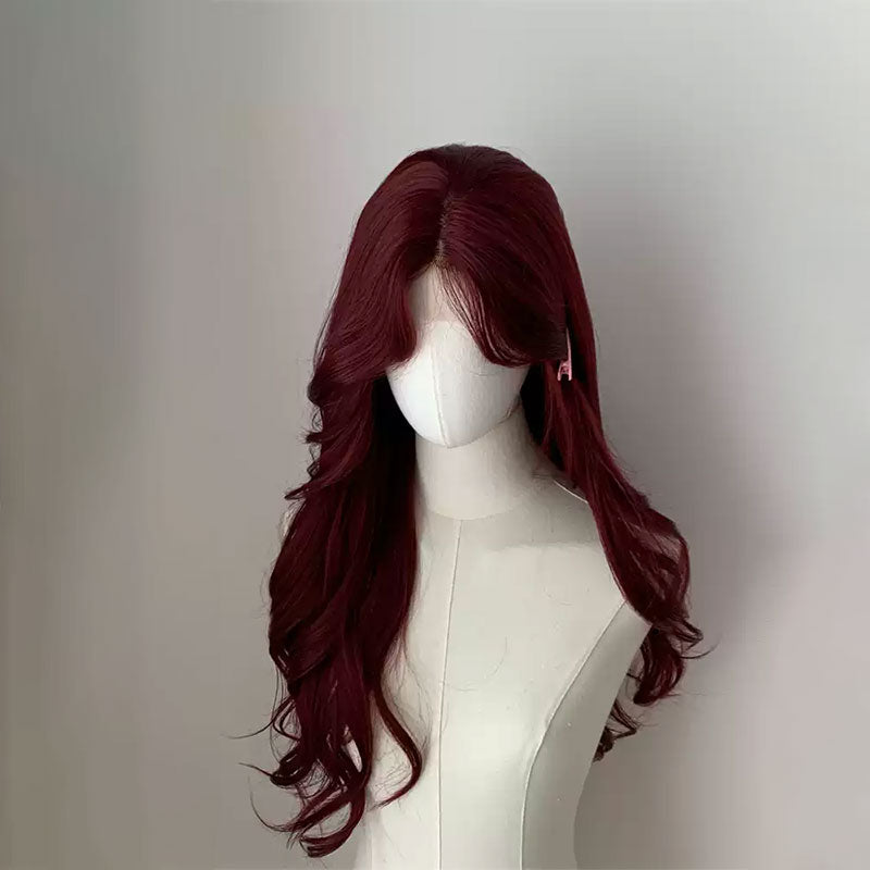 Lemailwig Deep Red Curly Front Lace Wig