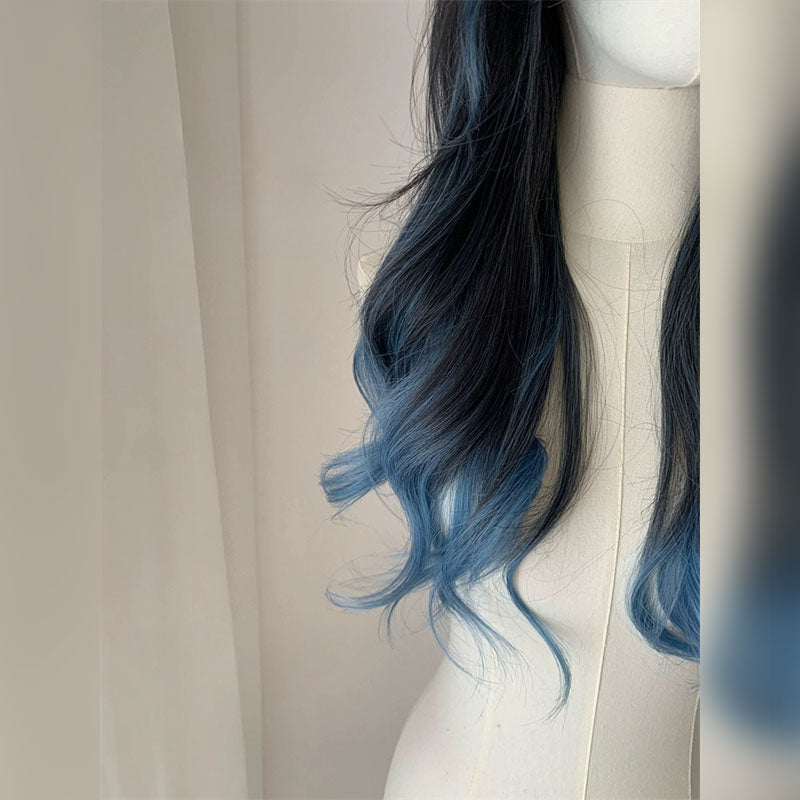 Lemailwig Gradient Color Straight Front Lace Wig Blue