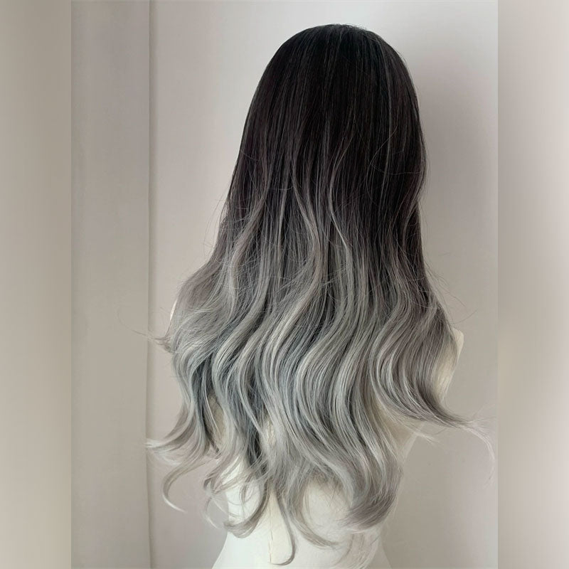 Lemailwig Gradient Color Straight Front Lace Wig Gery