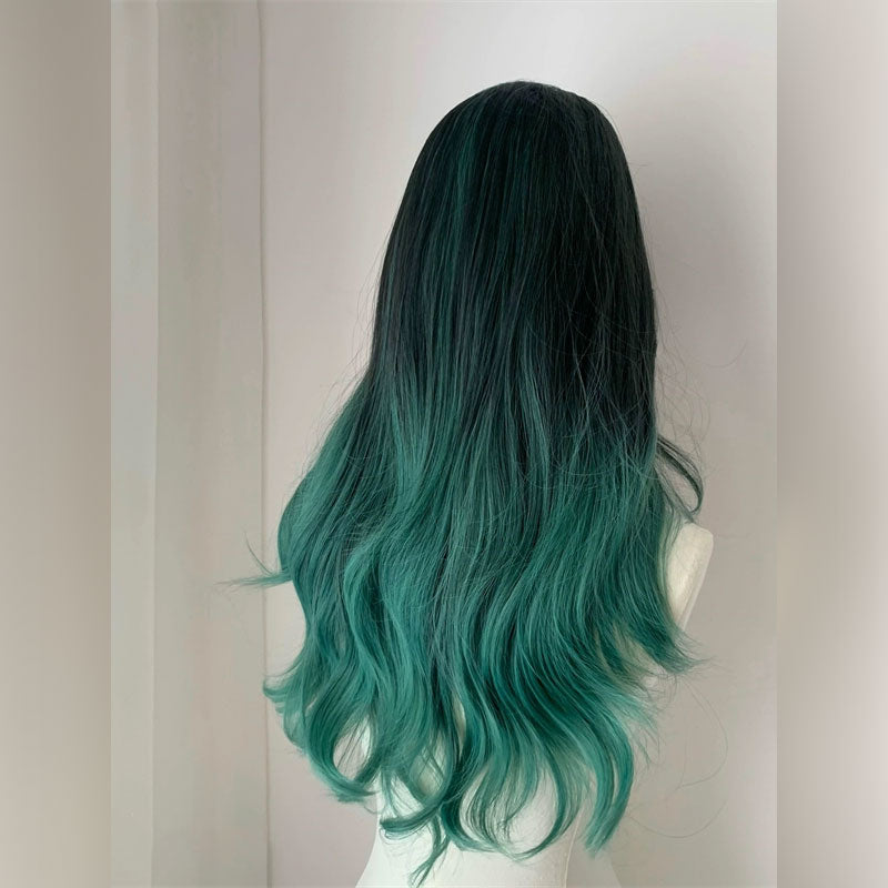 Lemailwig Gradient Color Straight Front Lace Wig Green