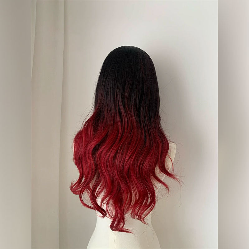 Lemailwig Gradient Color Straight Front Lace Wig Red