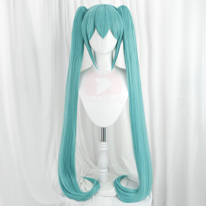 Lemailwig Green Double Ponytail Long Blue Cosplay Wigs