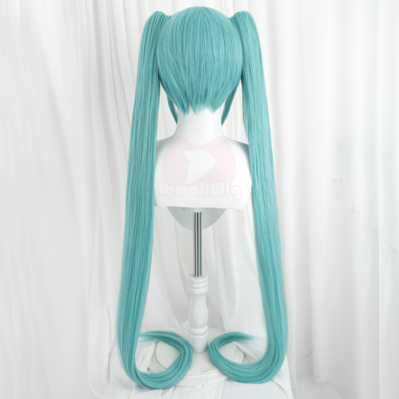 Lemailwig Green Double Ponytail Long Blue Cosplay Wigs