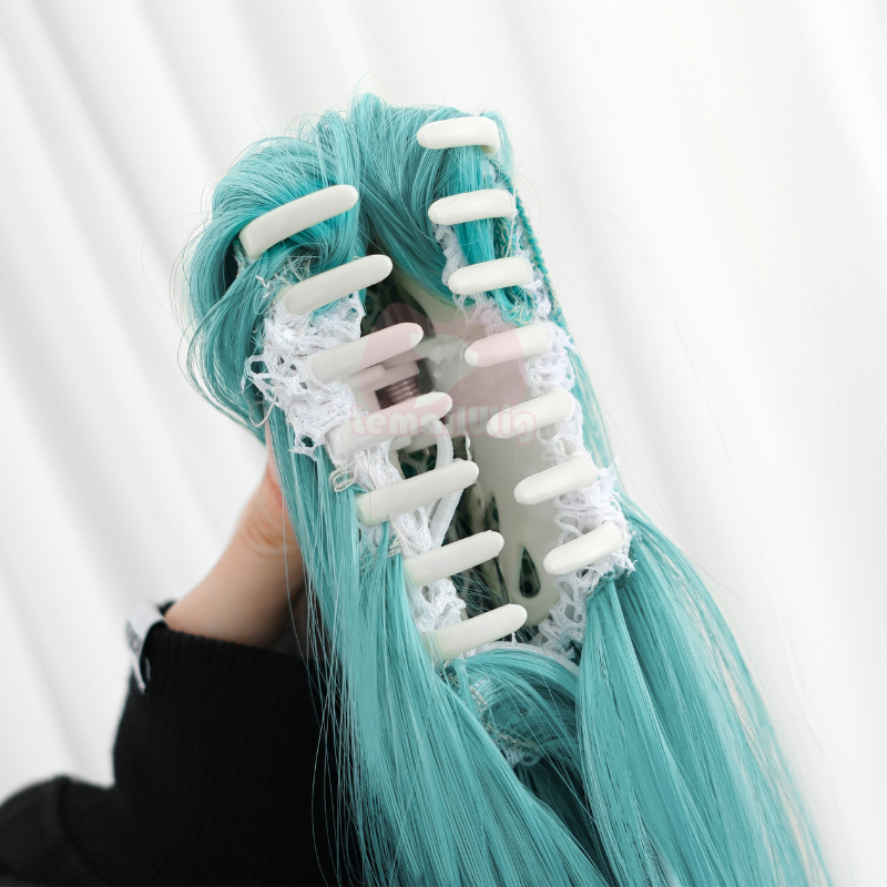 Lemailwig Green Double Ponytail Long Blue Cosplay Wigs
