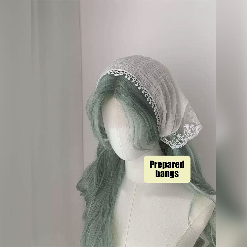 Lemailwig Mint Green Curly Front Lace Wig