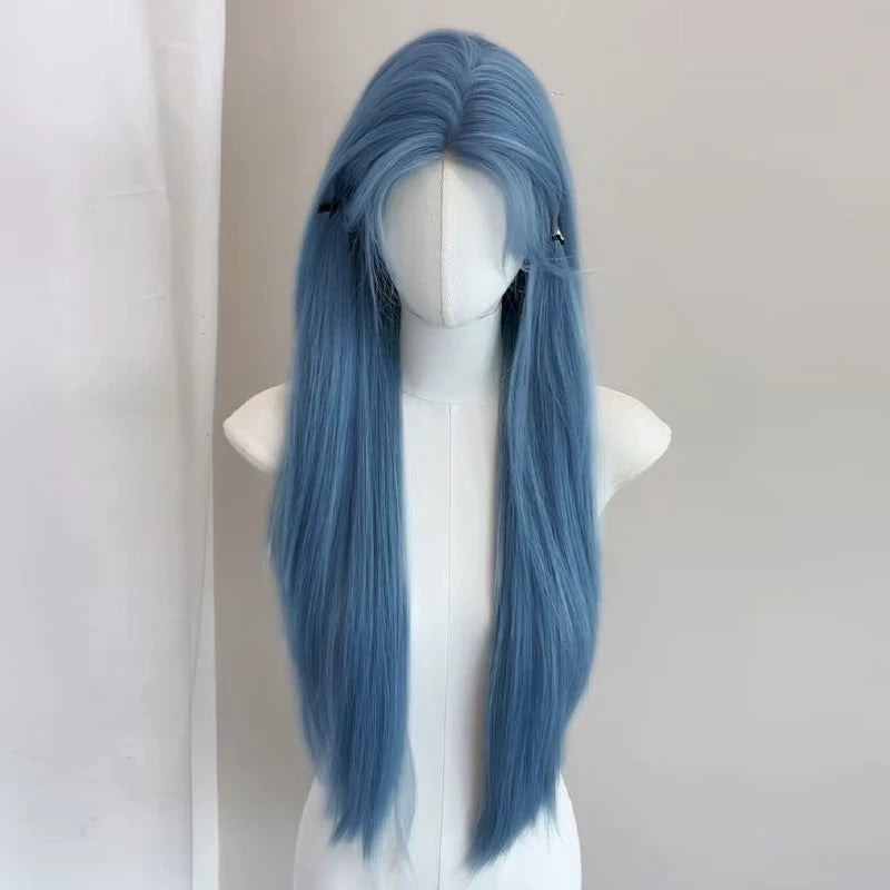 Lemailwig Mist Blue Straight Lace Front 60cm Long Wig