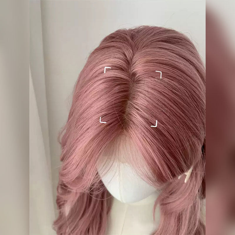 Lemailwig Misty Pink Curly Front Lace Wig