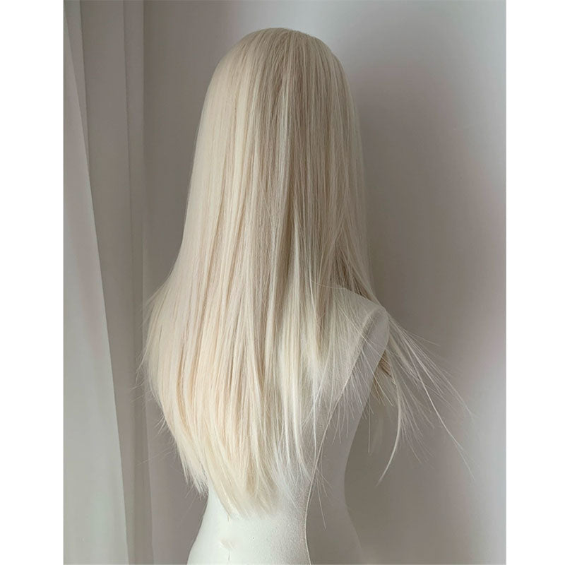 Lemailwig Platinum Blonde Long Straight Front Lace Wig