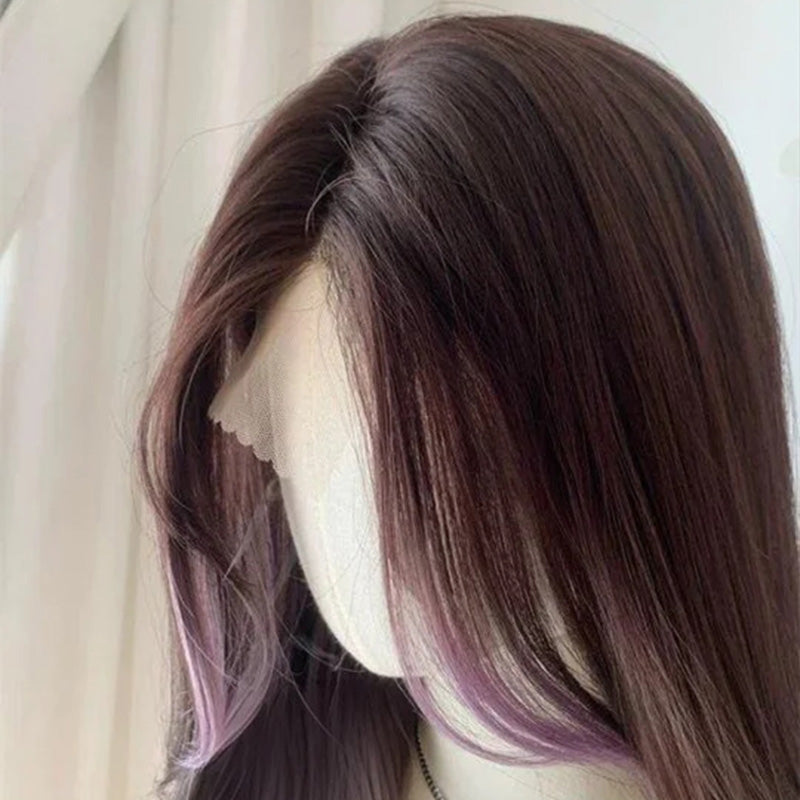 Lemailwig Purple Ombre Curls Long Lace Front 65cm Wig