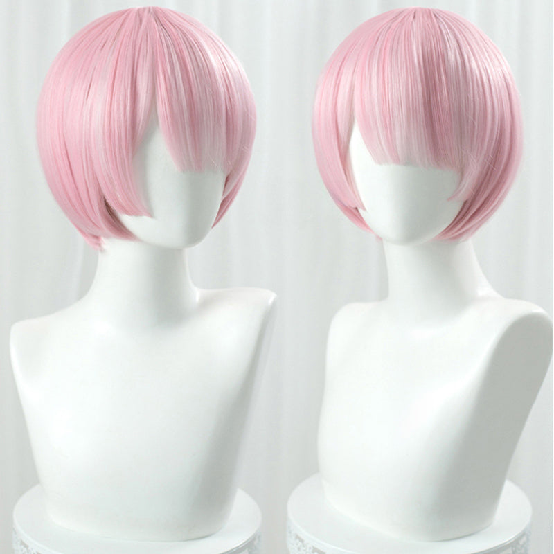 Lemailwig Re Zero Rem Ram Blue Pink Short Cosplay Wigs