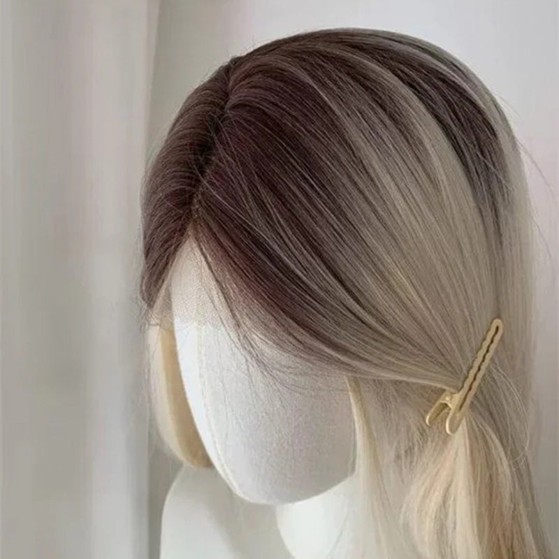 Lemailwig White Mix Black Gradient Straight Long Front Lace 65cm Wig