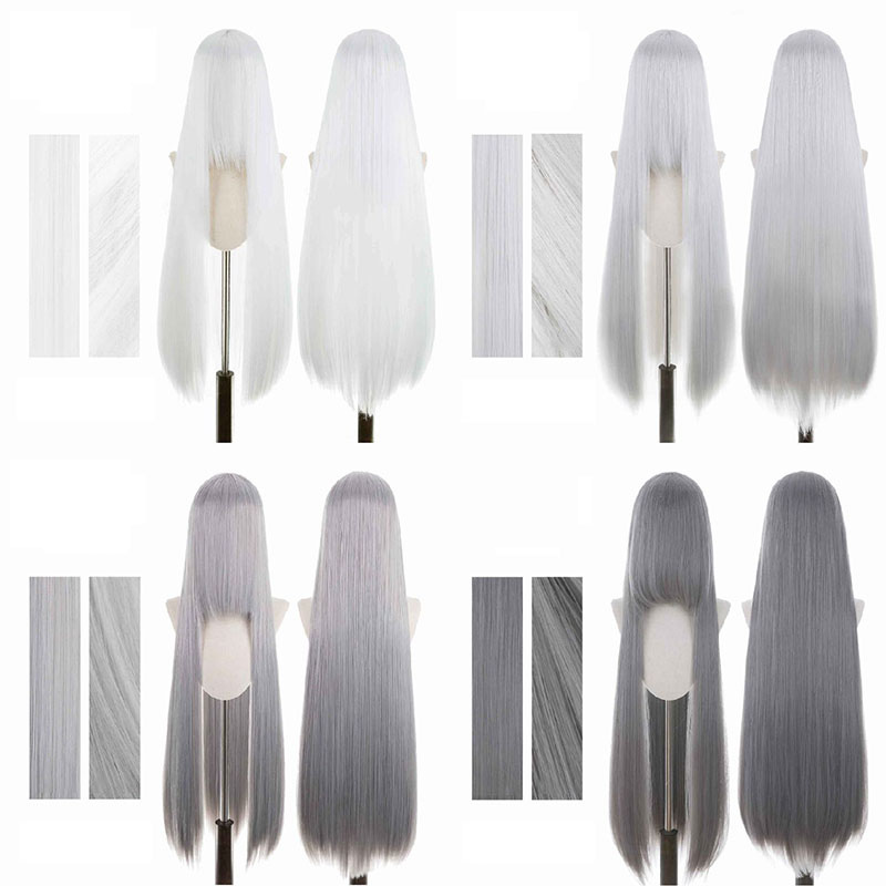 【More Volume】24 Colors Black Brown White Grey 100cm 32cm Basic Cosplay Wigs