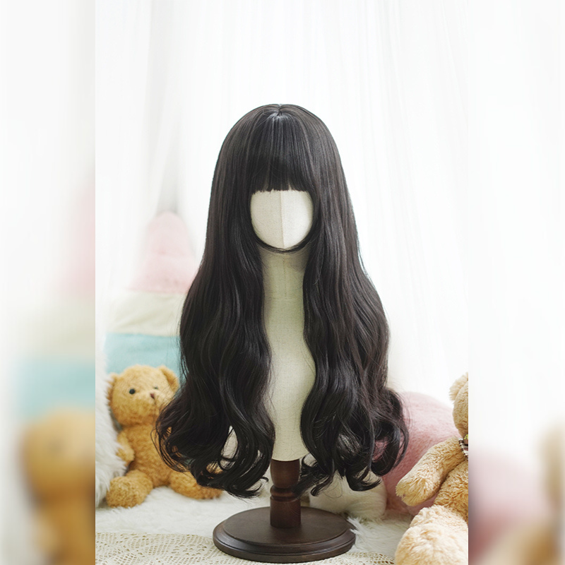 Natural Onyx Black Lolita Wig - Classic Noir Curls for Gothic Elegance & Japanese Street Style