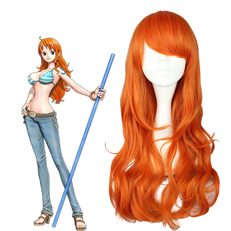 ONE PIECE Nami Long Curly Orange Cosplay Wigs