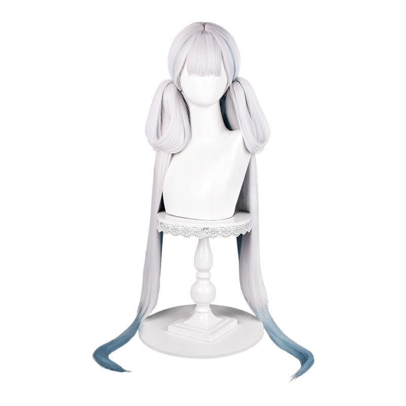 Wuthering Waves Jinhsi White mixed Blue Long Ponytail Cosplay Wig