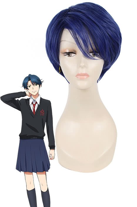 Anime Gekkan Shoujo Nozaki - kun Yuu Kashima Short Dark Blue Cosplay Wigs - lemailwigs