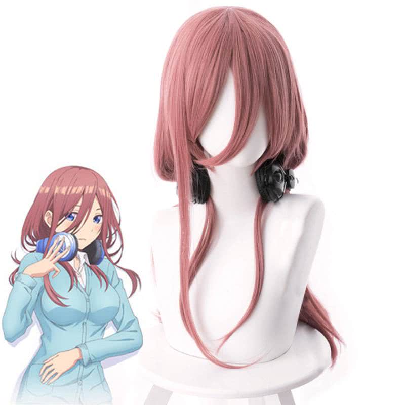 Anime Gotoubun no Hanayome Nakano Miku 60cm Long Straight Pink Cosplay Wigs - lemailwigs